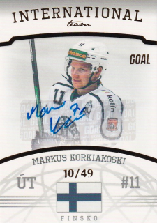 Hokejová karta Markus Korkiakoski Goal S2 2022-23 International Team Auto