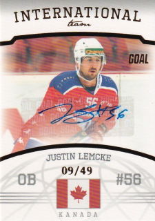 Hokejová karta Justin Lemcke Goal S2 2022-23 International Team Auto