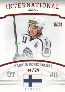 Hokejová karta Markus Korkiakoski Goal S2 2022-23 International Team 14/29 č. 8