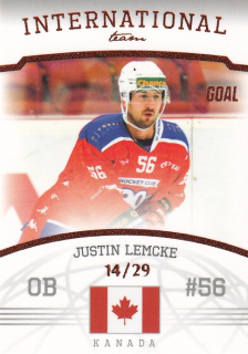 Hokejová karta Justin Lemcke Goal S2 2022-23 International Team 14/29 č. 14