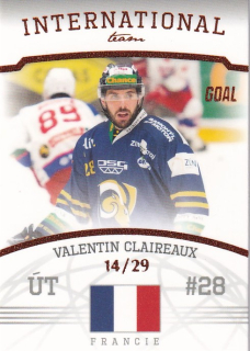 Hokejová karta Valentin Claireaux Goal S2 2022-23 International Team 14/29 č. 18