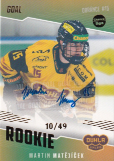 Hokejová karta Martin Matějíček Goal S2 2022-23 Rookie Auto