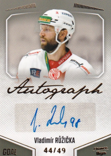 Hokejová karta Vladimír Růžička Goal Cards 2022-23 Série 2 Autographed č.130