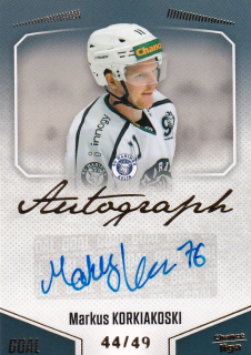Hokejová karta Markus Korkiakoski Goal Cards 2022-23 Série 2 Autographed č.138