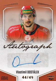Hokejová karta Vlastimil Dostálek Goal Cards 2022-23 Série 2 Autographed č.143