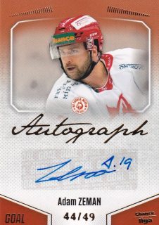 Hokejová karta Adam Zeman Goal Cards 2022-23 Série 2 Autographed č.144