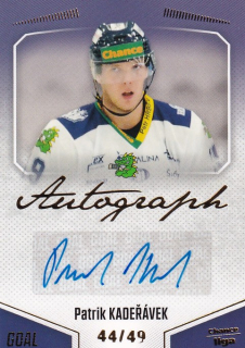 Hokejová karta Patrik Kadeřávek Goal Cards 2022-23 Série 2 Autographed č.157
