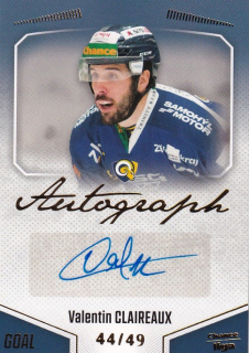 Hokejová karta Valentin Claireaux Goal Cards 2022-23 Série 2 Autographed č.165