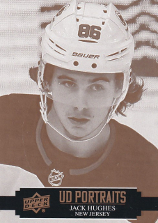 Hokejová karta Jack Hughes UD S1 2021-22 UD Portraits č. P-8