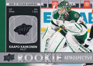 Hokejová karta Kaapo Kahkonen UD S1 2021-22 Rookie Retrospective č. RR-10