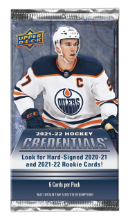 Balíček hokejových karet 2021-22 UD Credentials Hobby