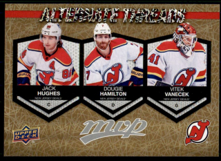 Hokejová karta Hughes / Hamilton / Vaněček MVP 2023-24 Alternate GOLD č.AT-9