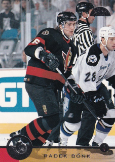 Hokejová karta Radek Bonk Donruss Leaf 1996-97 řadová č. 110
