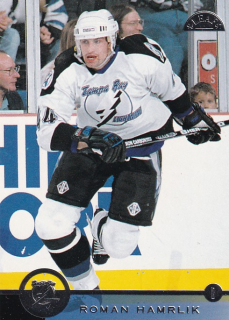 Hokejová karta Roman Hamrlík Donruss Leaf 1995-96 řadová č. 118
