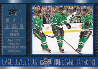 Hokejová karta Jamie Benn UD Tim Hortons 2016-17 Game Day Action č. GDA-5