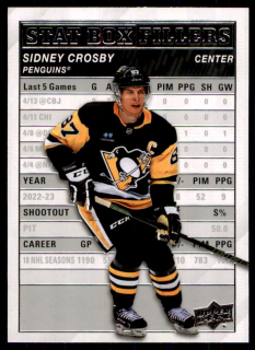 Hokejová karta Sidney Crosby UD S1 2023-24 Stat Box Fillers č. SB-12