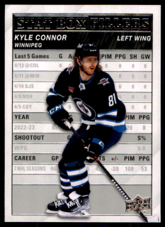 Hokejová karta Kyle Connor UD S1 2023-24 Stat Box Fillers č. SB-8