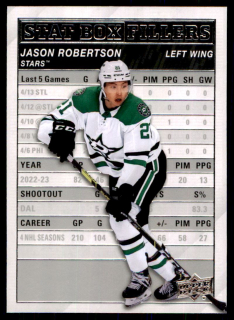 Hokejová karta Jason Robertson UD S1 2023-24 Stat Box Fillers č. SB-23