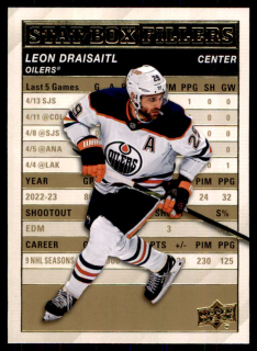 Hokejová karta Leon Draisaitl UD S1 2023-24 Stat Box Fillers GOLD č. SB-18