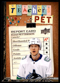 Hokejová karta Elias Pettersson UD S1 2023-24 Teacher's Pet č. TP-10