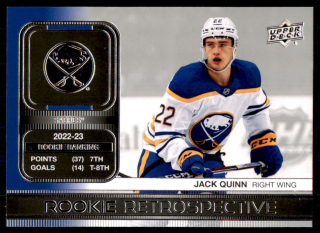 Hokejová karta Jack Quinn UD S1 2023-24 Rookie Retrospective č. RR-16