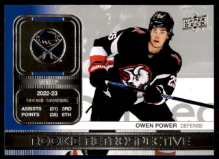 Hokejová karta Owen Power UD S1 2023-24 Rookie Retrospective č. RR-5