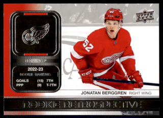 Hokejová karta Jonatan Berggren UD S1 2023-24 Rookie Retrospective č. RR-14