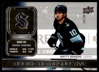 Hokejová karta Matty Beniers UD S1 2023-24 Rookie Retrospective č. RR-11