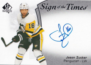 Hokejová karta Jason Zucker UD SP Authentic 2021-22 Sign of the Times SOTT-JZ