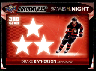 Hokejová karta Drake Batherson UD Credentials 21-22 Star of the Night č. 3S-6