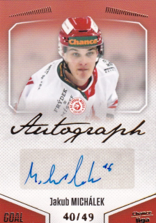 Hokejová karta Jakub Michálek Goal S1 2022-23 Autograph 40/49 č. A-58