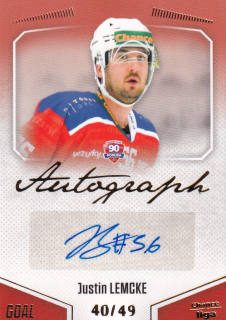 Hokejová karta Justin Lemcke Goal S1 2022-23 Autograph 40/49 č. A-68