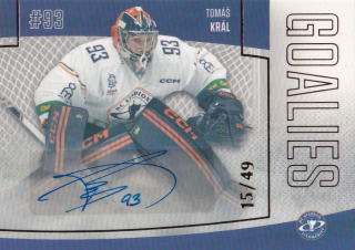 Hokejová karta Tomáš Král Goal S1 2022-23 Goalies Auto 15/49 č. G-7