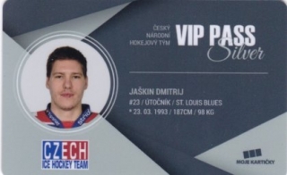 Hokejová karta Dimitrij Jaškin Czech Ice Hockey Team 2018 VIP PASS Silver