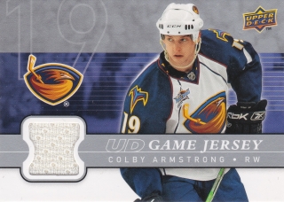 Hokejová karta Colby Armstrong Upper Deck 2008-09 UD Series 1 Game Jersey GJ-CA